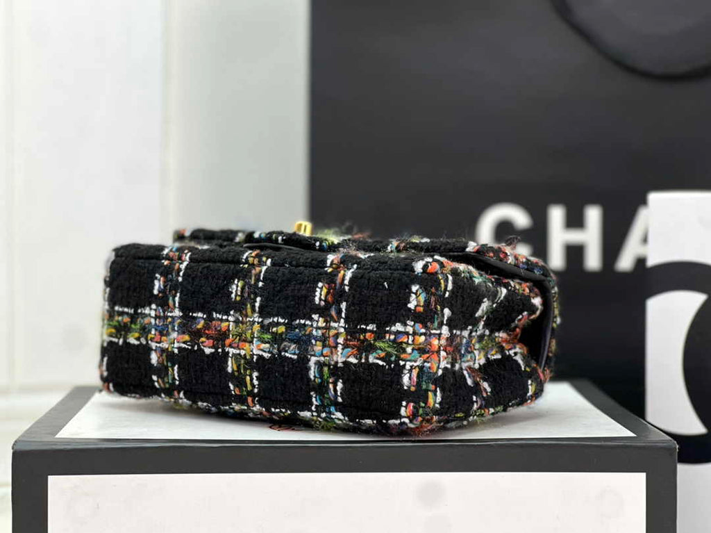 Chanel A69900 Mini Flap Bag Black Tweed Gold-Tone Metal