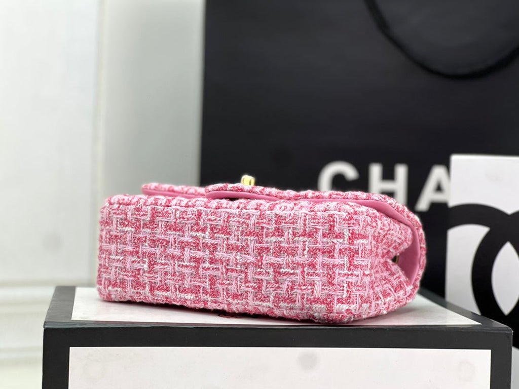 Chanel A69900 Mini Flap Bag Pink Tweed Gold-Tone Metal