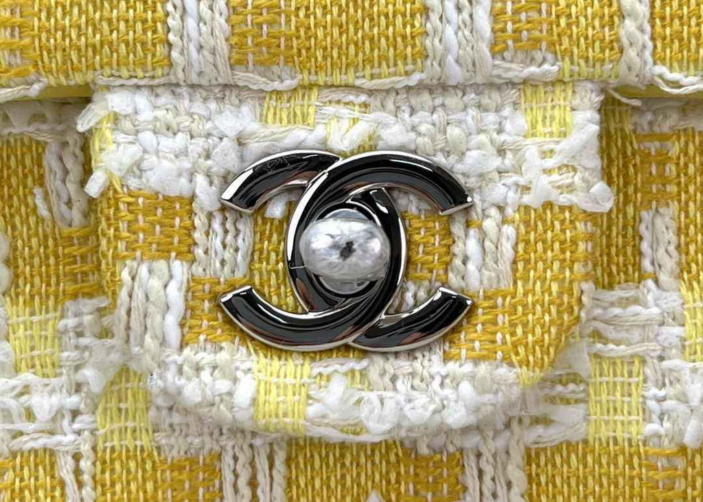 Chanel A69900 Mini Flap Bag Yellow Tweed Gold-Tone Metal