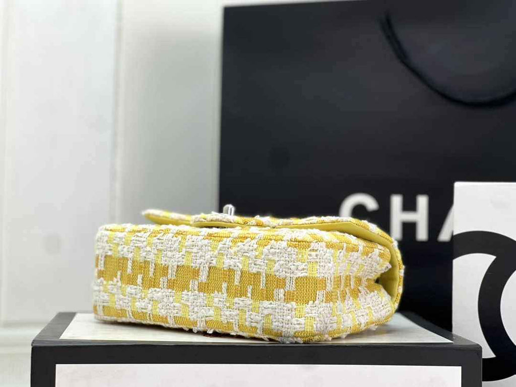 Chanel A69900 Mini Flap Bag Yellow Tweed Gold-Tone Metal