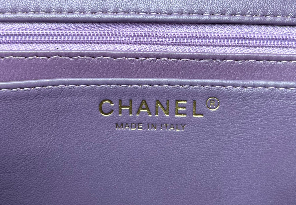 Chanel A69900 Mini Flap Bag Purple Tweed Gold-Tone Metal