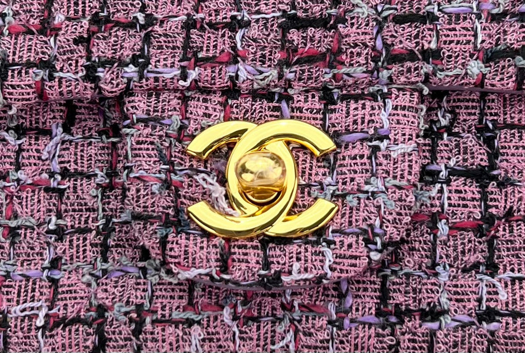 Chanel A69900 Mini Flap Bag Purple Tweed Gold-Tone Metal
