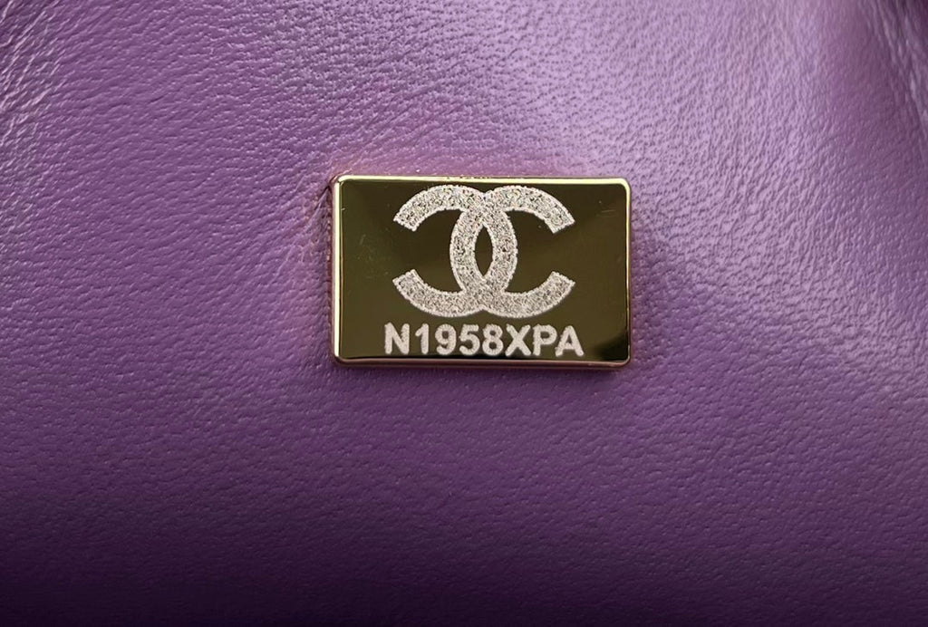 Chanel A69900 Mini Flap Bag Purple Tweed Gold-Tone Metal