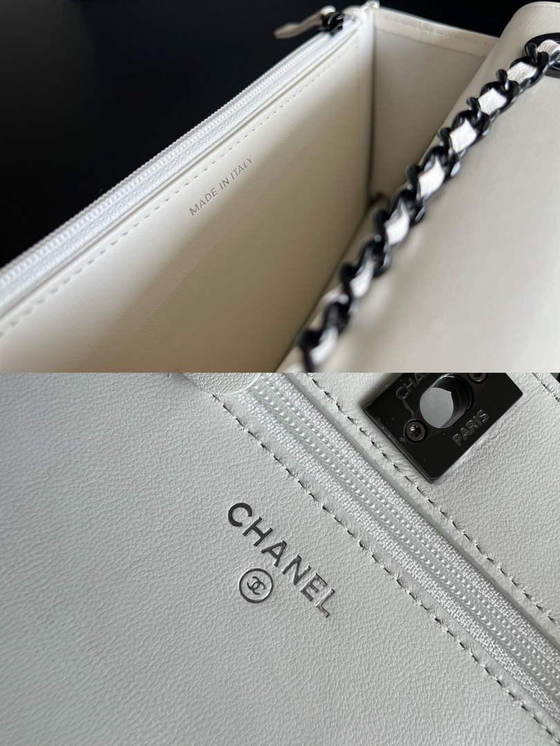 Chanel A84456 Chevron Trendy CC Wallet On Chain Bag Lambskin white