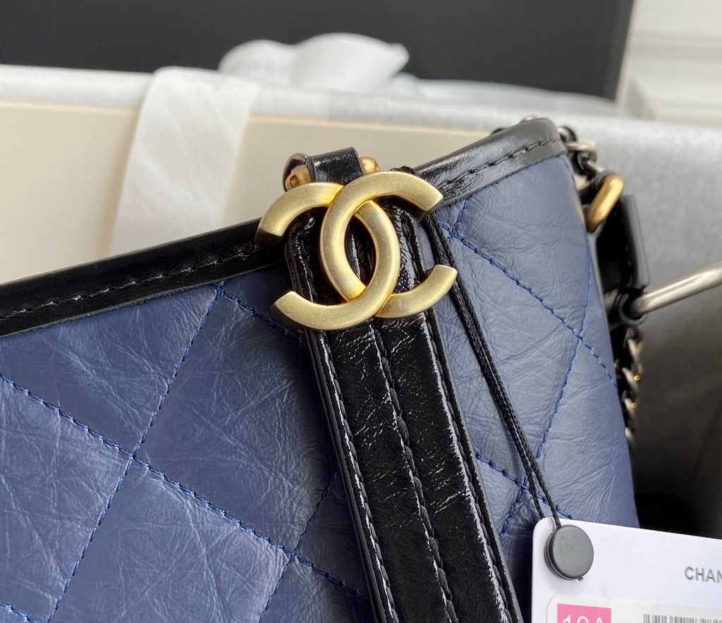 Chanel A91810 Gabrielle Mini Hobo Bag Leather Navy Blue