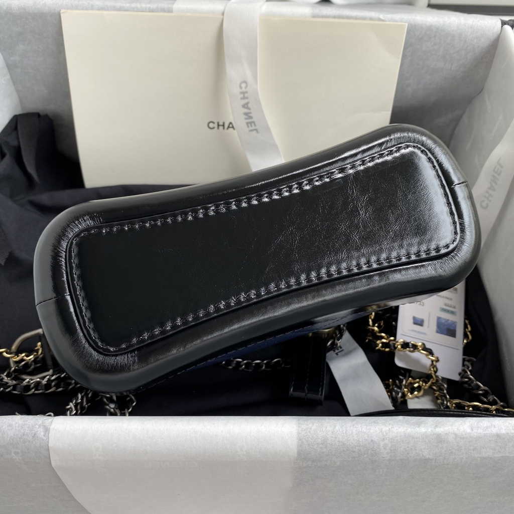 Chanel A91810 Gabrielle Mini Hobo Bag Leather Navy Blue