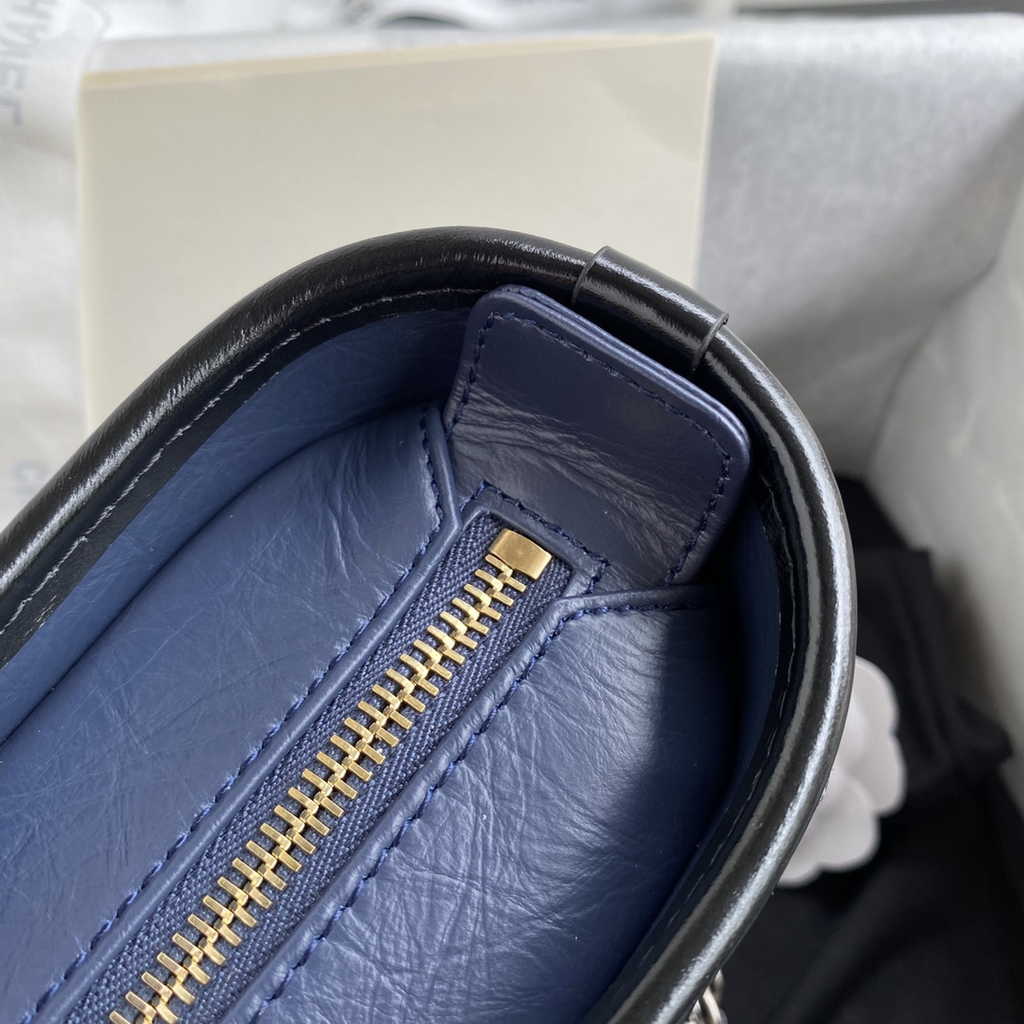 Chanel A91810 Gabrielle Mini Hobo Bag Leather Navy Blue