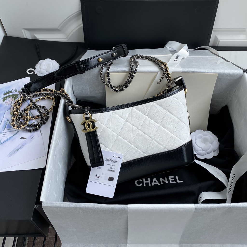 Chanel A91810 Gabrielle Mini Hobo Bag Leather White