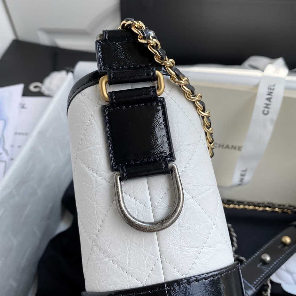 Chanel A91810 Gabrielle Mini Hobo Bag Leather White