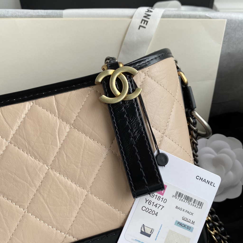 Chanel A91810 Gabrielle Mini Hobo Bag Leather Apricot