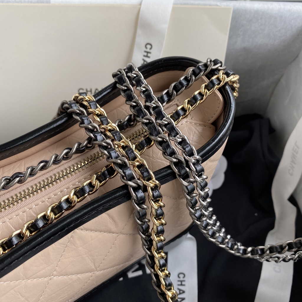 Chanel A91810 Gabrielle Mini Hobo Bag Leather Apricot
