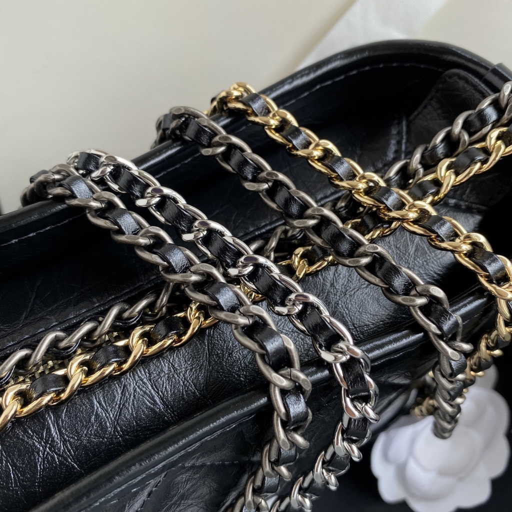 Chanel A91810 Gabrielle Mini Hobo Bag Leather Black