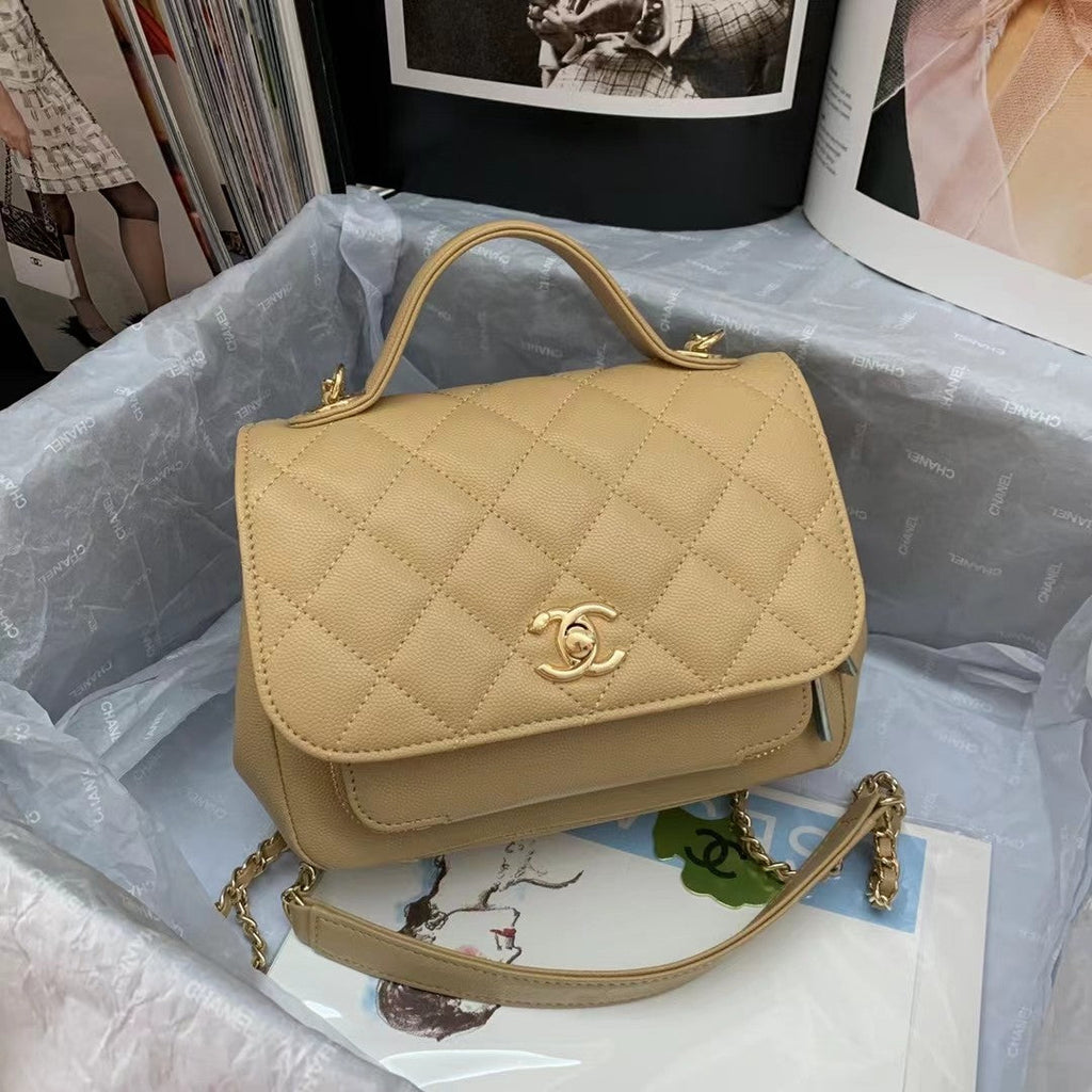 Chanel A93608 Messenger Bag Calfskin Gold Hardware Aprcot