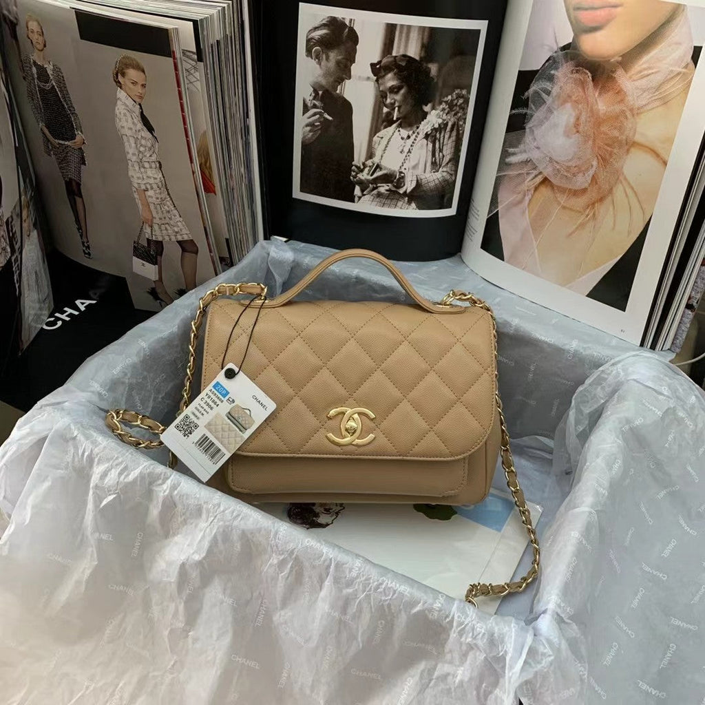 Chanel A93608 Messenger Bag Calfskin Gold Hardware Aprcot