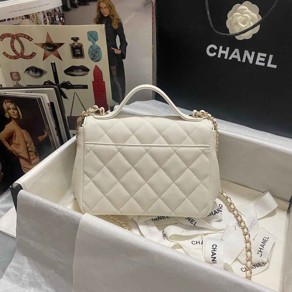 Chanel A93749 Messenger Bag Calfskin Gold Hardware White