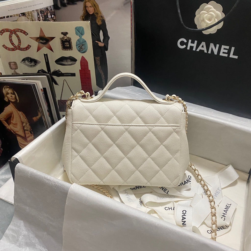 Chanel A93749 Messenger Bag Calfskin Gold Hardware White