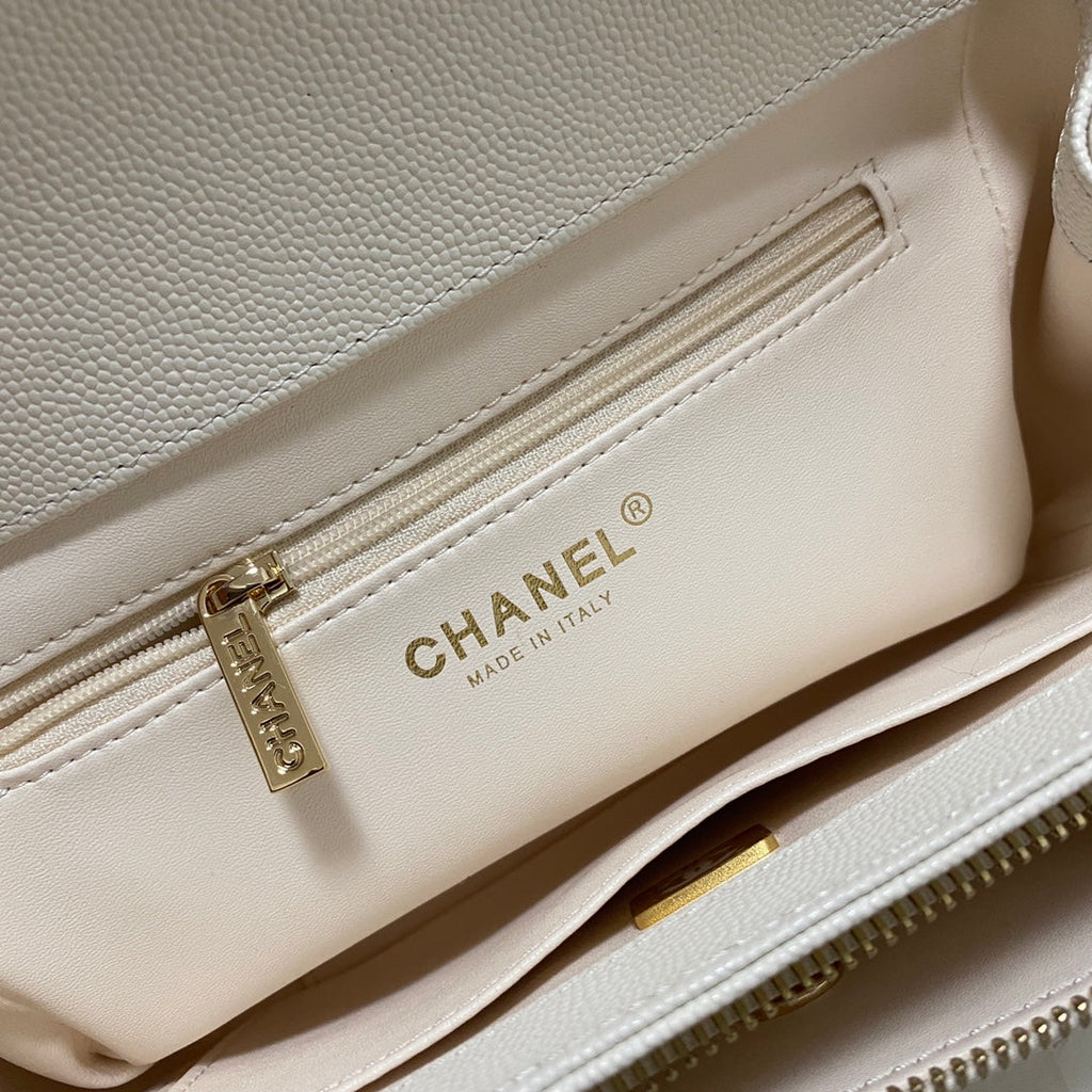 Chanel A93749 Messenger Bag Calfskin Gold Hardware White