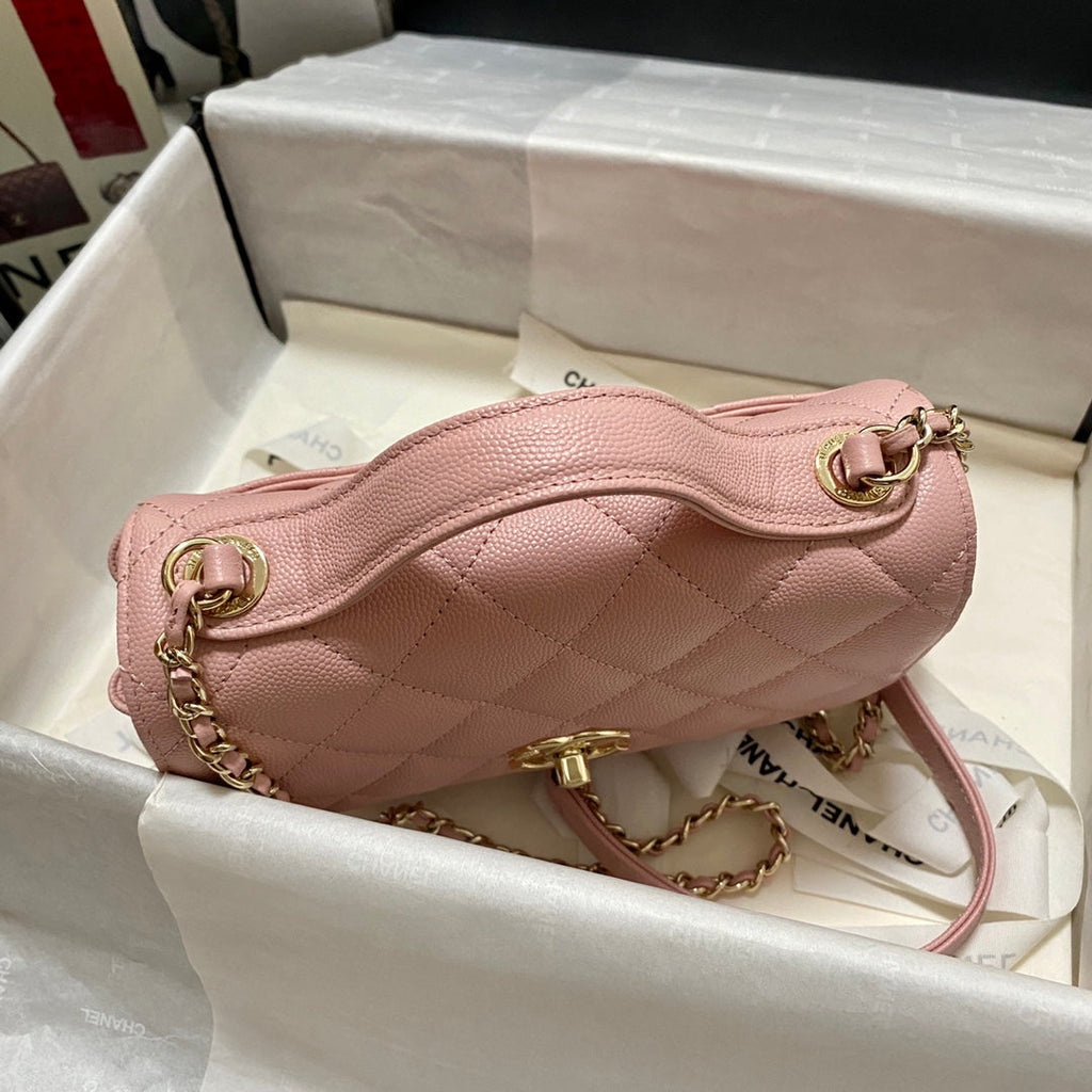 Chanel A93749 Messenger Bag Calfskin Gold Hardware Pink