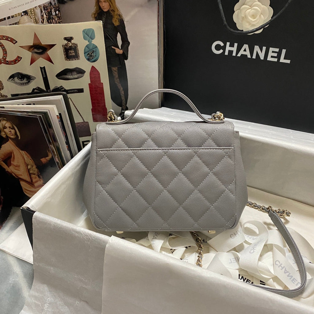 Chanel A93749 Messenger Bag Calfskin Gold Hardware Gray