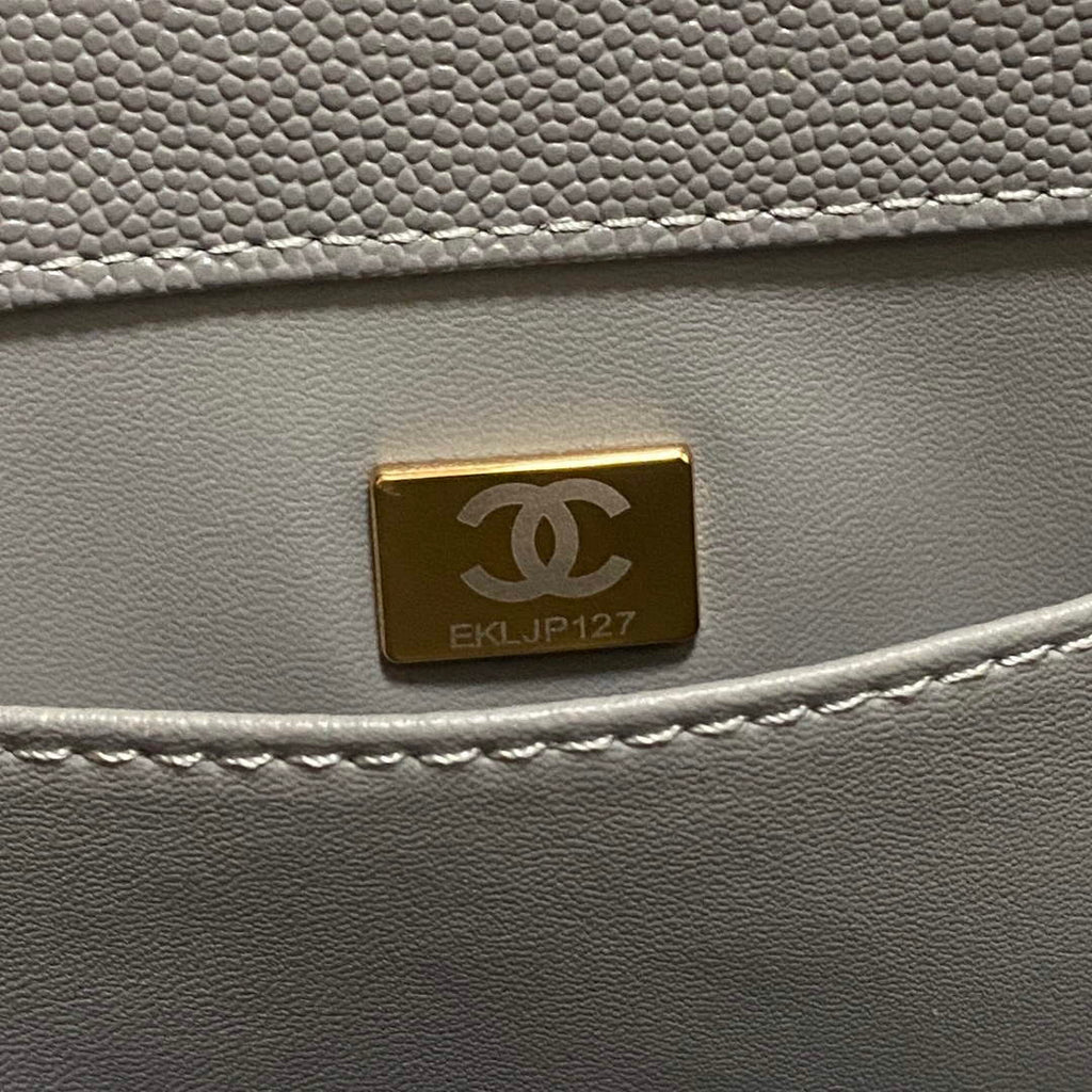 Chanel A93749 Messenger Bag Calfskin Gold Hardware Gray