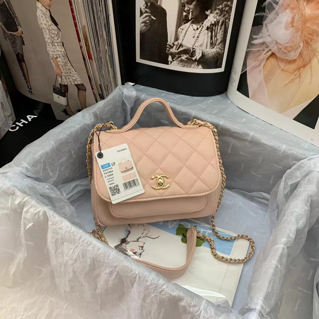 Chanel A93749 Messenger Bag Calfskin Gold Hardware Light Pink