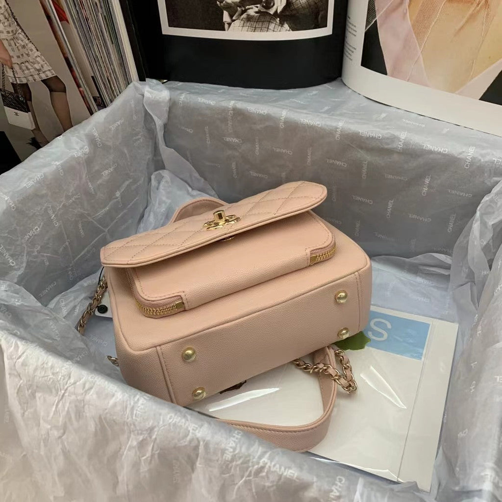 Chanel A93749 Messenger Bag Calfskin Gold Hardware Light Pink