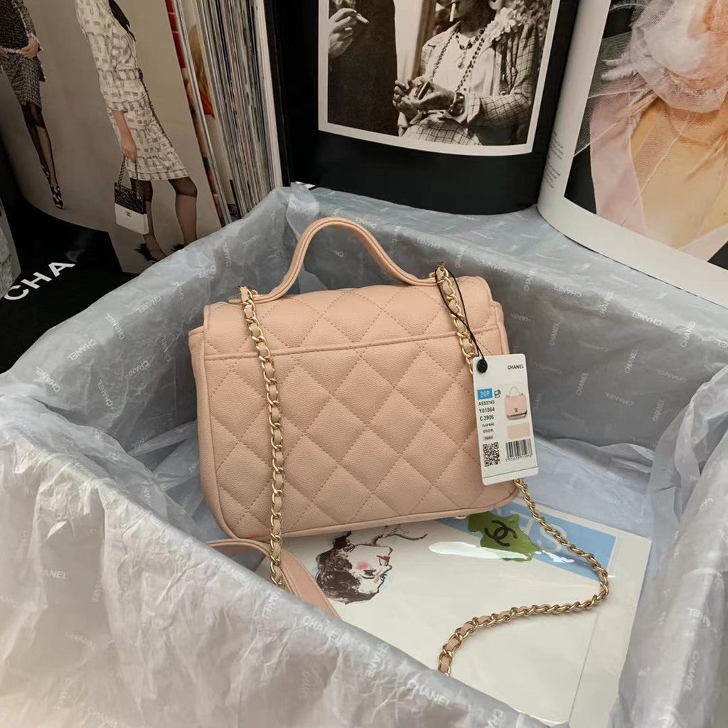Chanel A93749 Messenger Bag Calfskin Gold Hardware Light Pink
