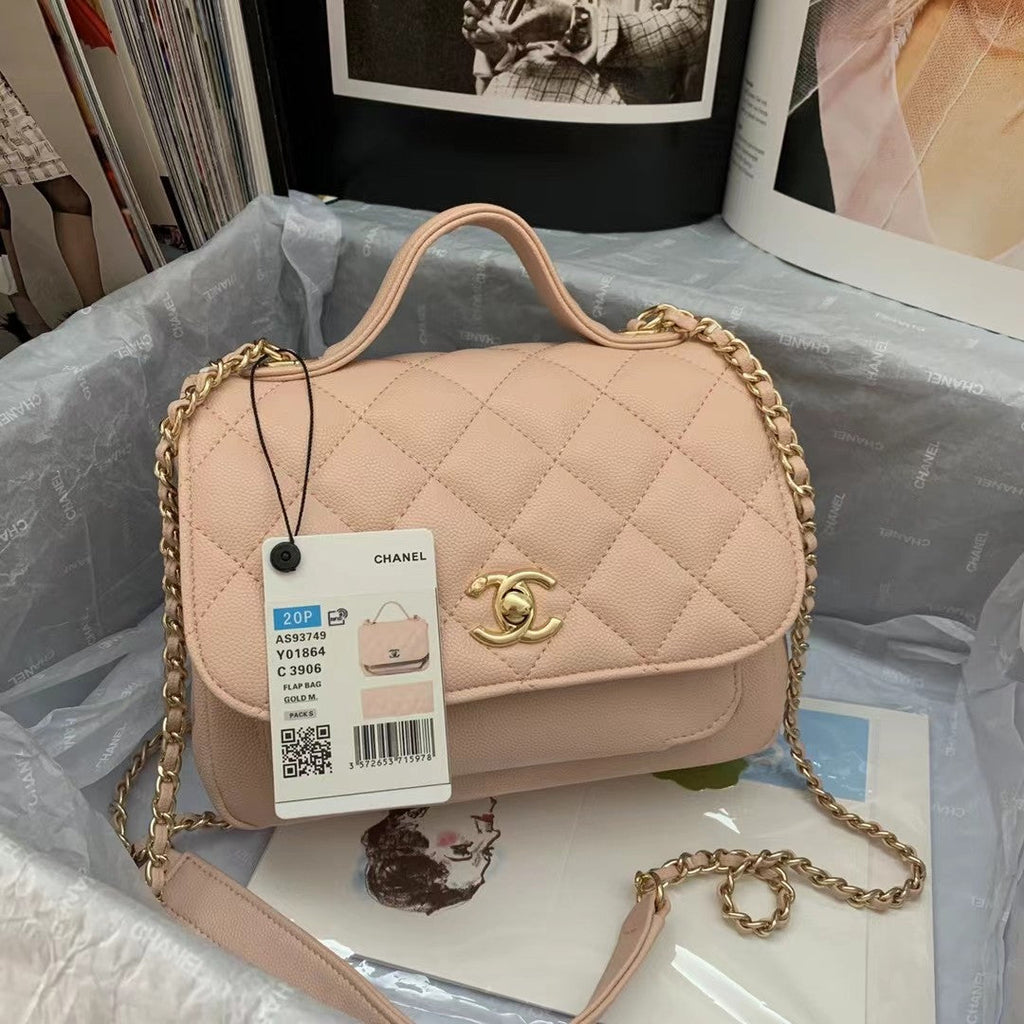 Chanel A93749 Messenger Bag Calfskin Gold Hardware Light Pink