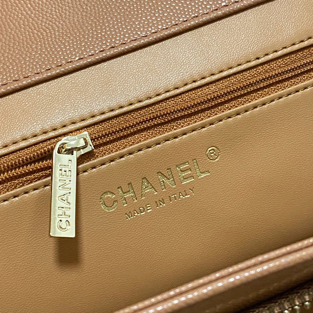 Chanel A93749 Messenger Bag Calfskin Gold Hardware Tan
