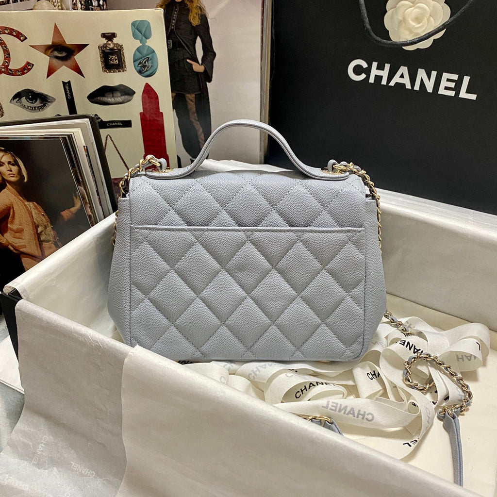 Chanel A93749 Messenger Bag Calfskin Gold Hardware Light Blue
