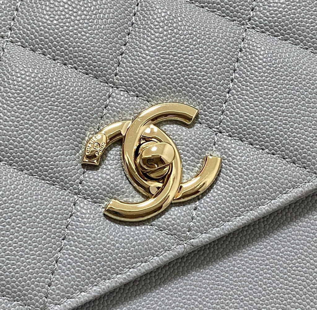 Chanel A93749 Messenger Bag Calfskin Gold Hardware Light Blue