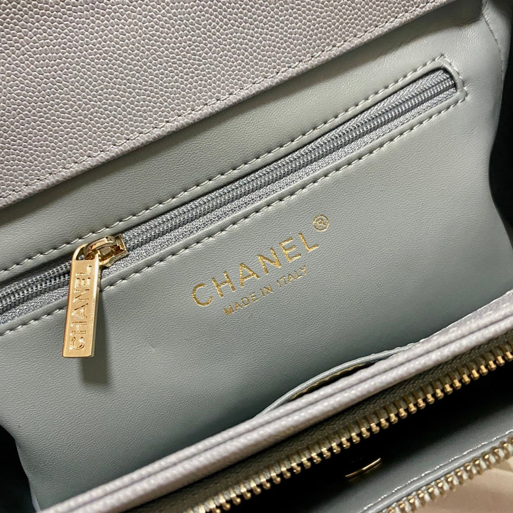 Chanel A93749 Messenger Bag Calfskin Gold Hardware Light Blue