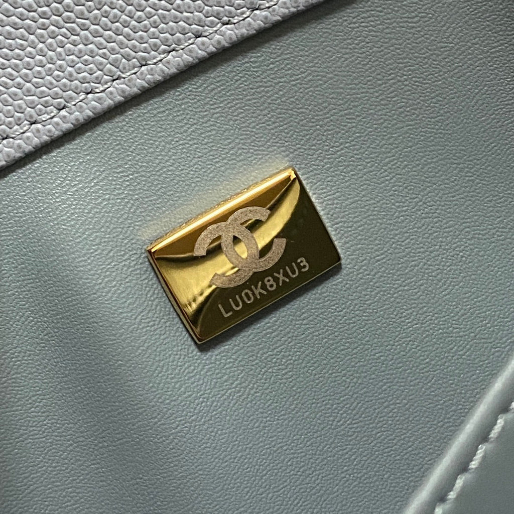 Chanel A93749 Messenger Bag Calfskin Gold Hardware Light Blue