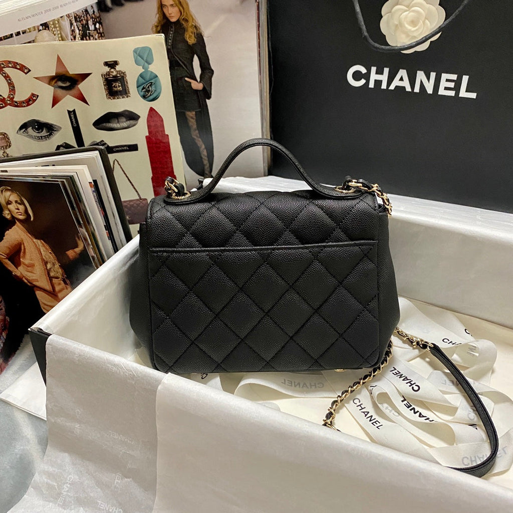 Chanel A93749 Messenger Bag Calfskin Gold Hardware Black