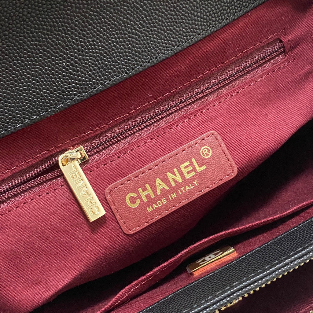 Chanel A93749 Messenger Bag Calfskin Gold Hardware Black