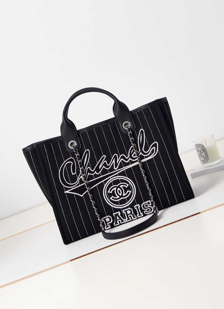 Chanel A93786 Maxi Shopping Bag Cotton Calfskin Black