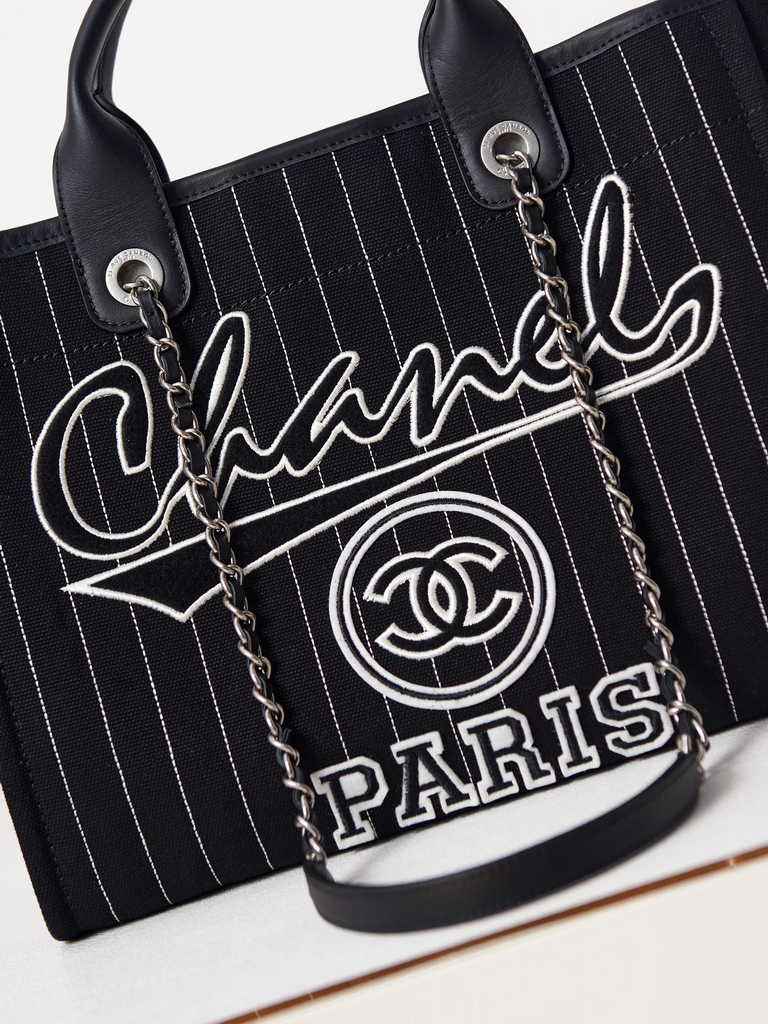 Chanel A93786 Maxi Shopping Bag Cotton Calfskin Black
