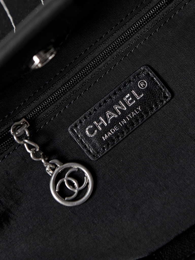 Chanel A93786 Maxi Shopping Bag Cotton Calfskin Black