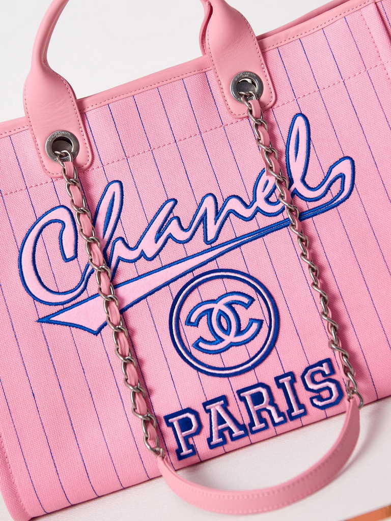 Chanel A93786 Maxi Shopping Bag Cotton Calfskin Pink