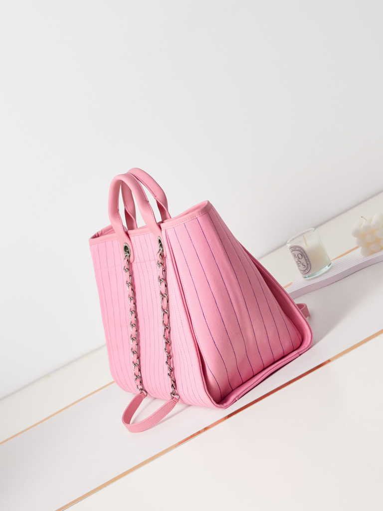 Chanel A93786 Maxi Shopping Bag Cotton Calfskin Pink