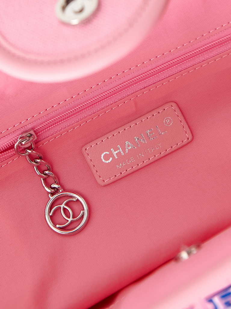 Chanel A93786 Maxi Shopping Bag Cotton Calfskin Pink