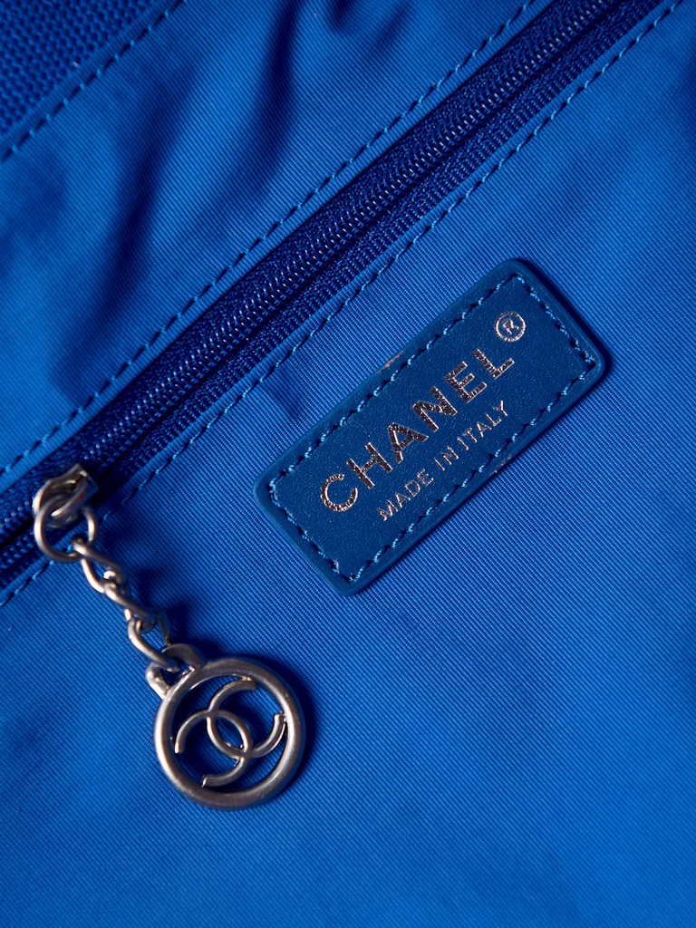 Chanel A93786 Maxi Shopping Bag Cotton Calfskin Blue