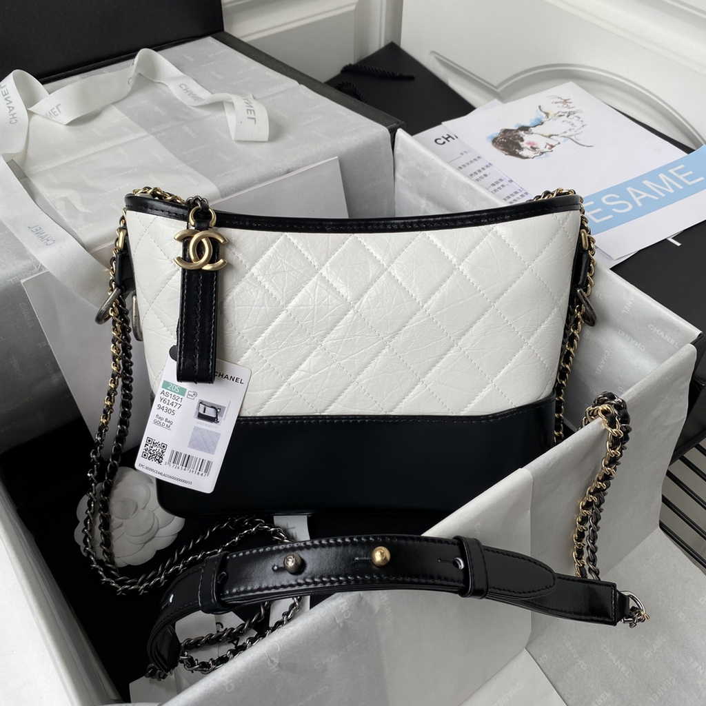 Chanel A93823 Gabrielle Small Hobo Bag Leather White