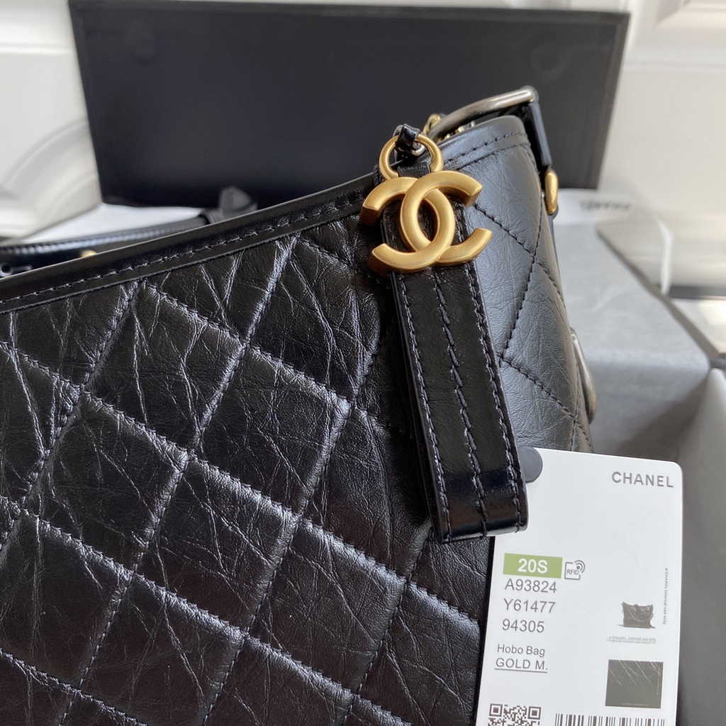 Chanel A93824 Gabrielle Large Hobo Bag Leather Black