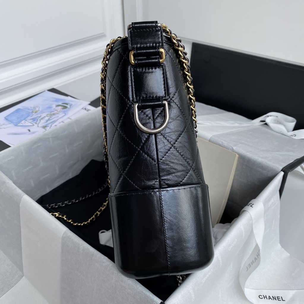 Chanel A93824 Gabrielle Large Hobo Bag Leather Black
