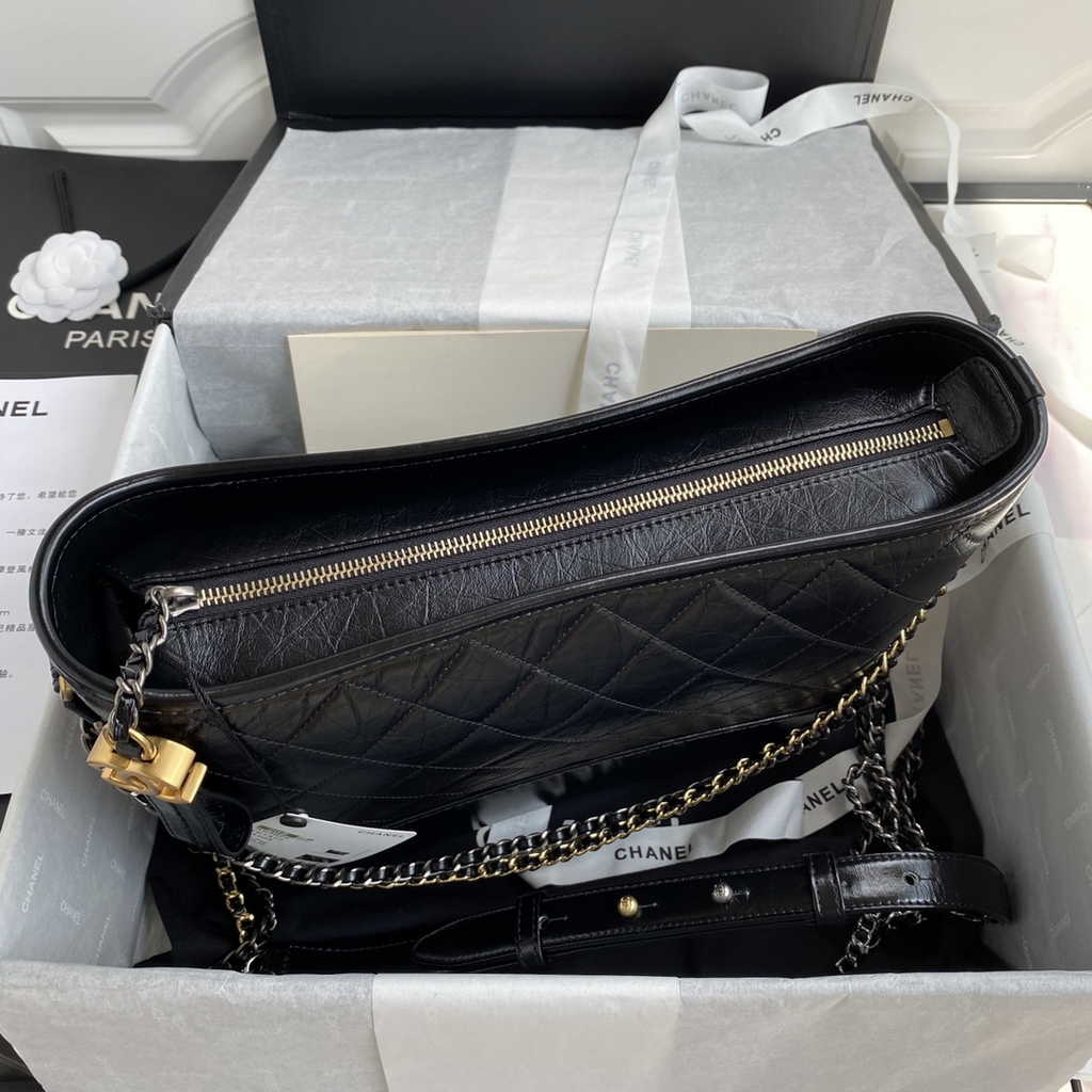 Chanel A93824 Gabrielle Large Hobo Bag Leather Black