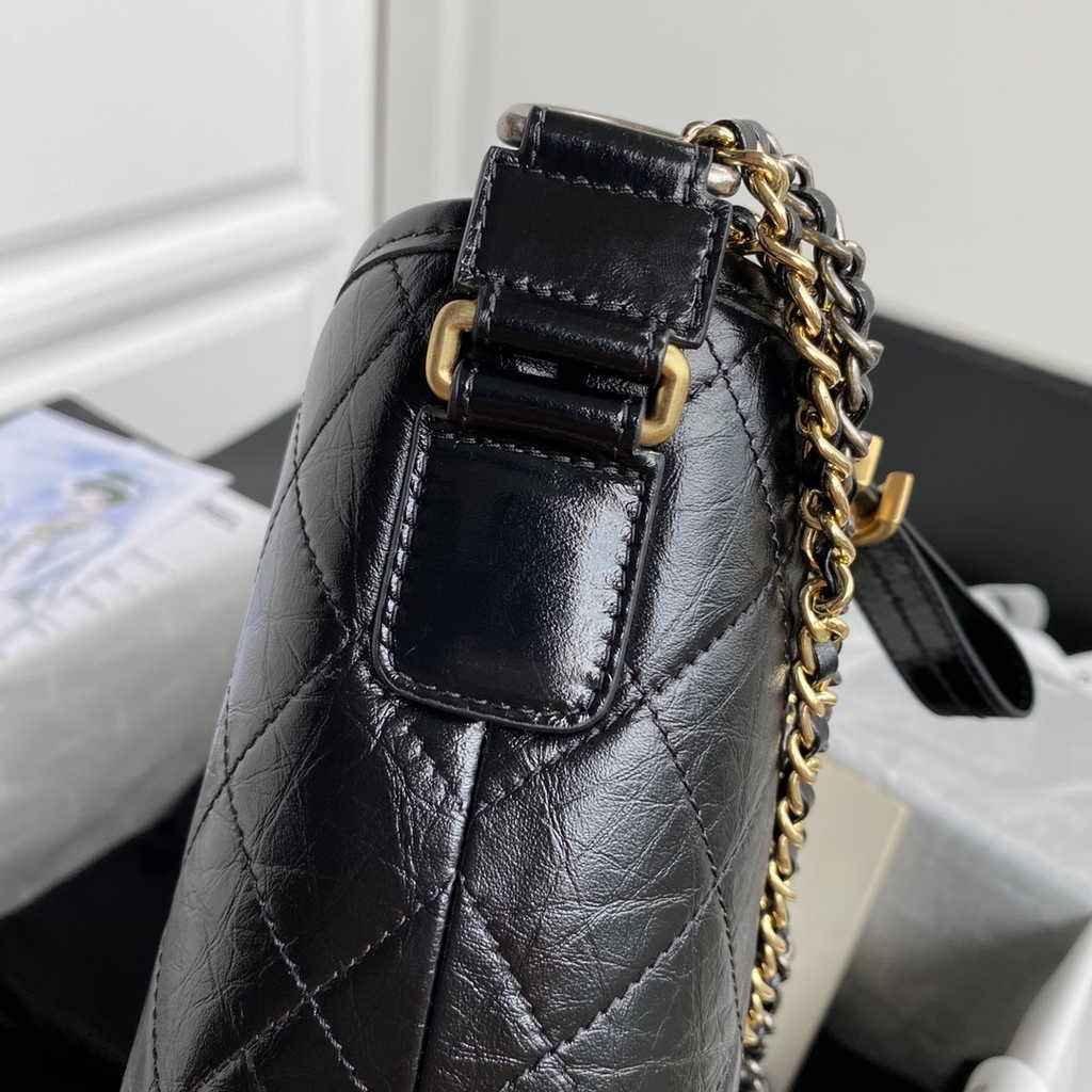 Chanel A93824 Gabrielle Large Hobo Bag Leather Black