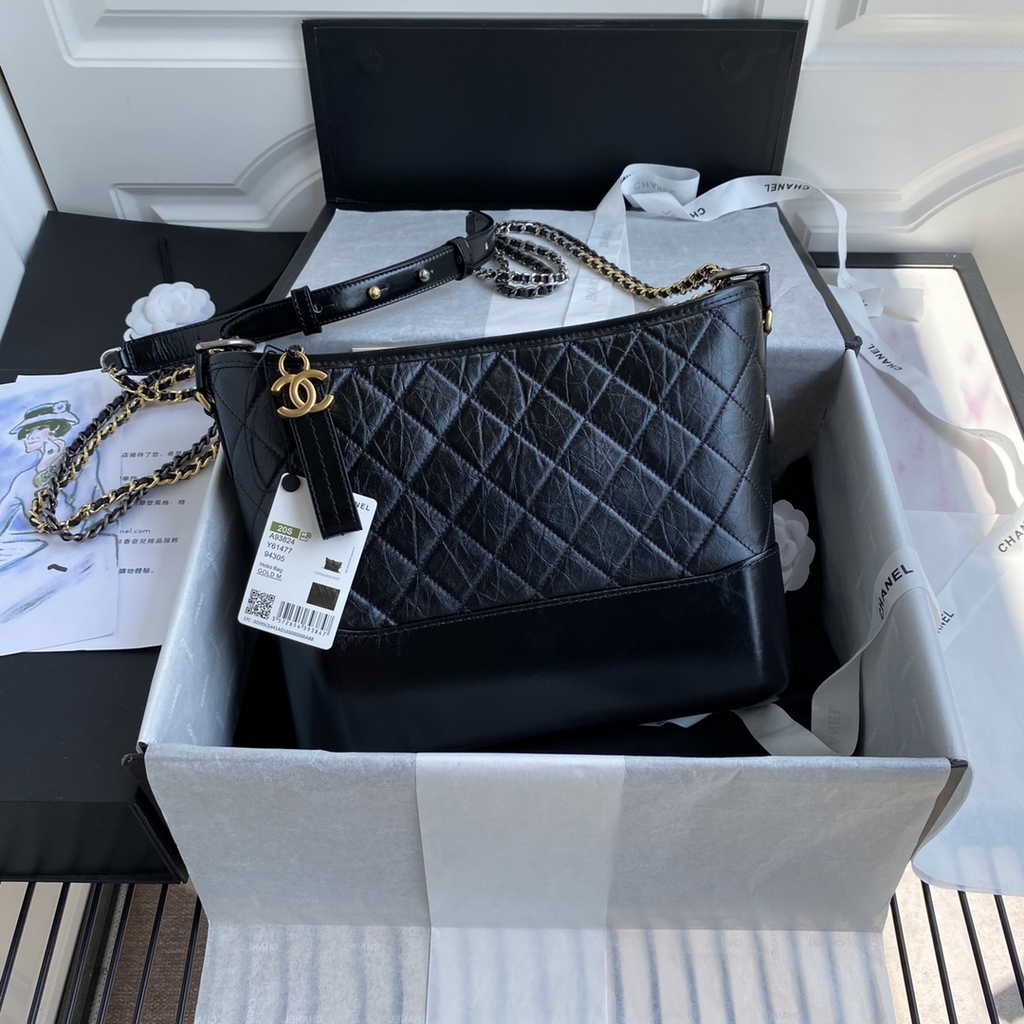 Chanel A93824 Gabrielle Large Hobo Bag Leather Black