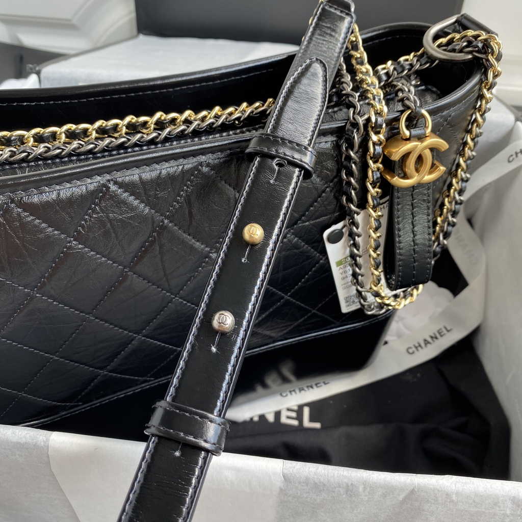 Chanel A93824 Gabrielle Large Hobo Bag Leather Black