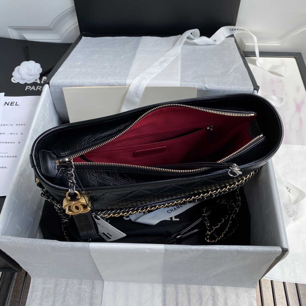 Chanel A93824 Gabrielle Large Hobo Bag Leather Black